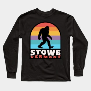 Stowe Vermont Bigfoot Sasquatch Retro Sunset Long Sleeve T-Shirt